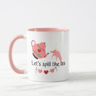 Lustiger Rosa Teekanne Süße Tratsch Mädchen Kaffe Tasse