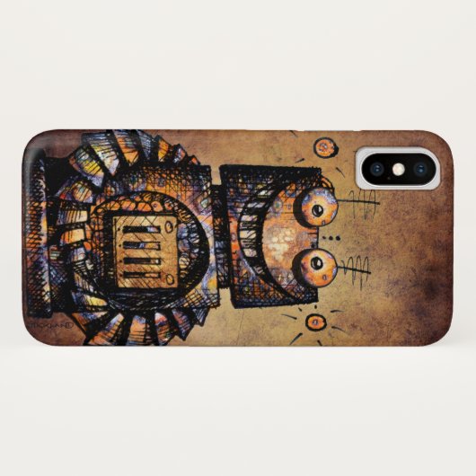 Lustiger rostiger Steampunk Roboter Case-Mate iPhone Hülle (Rückseite (Horizontal))