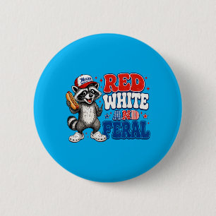 Lustiger Rot-Weißer und verwilderter Waschbär patr Button