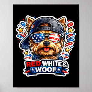 Lustiger rot weißer und Wuff Yorkshire Terrier Hun Poster