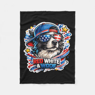 Lustiger rot weißer und wuffender Border Collie Hu Fleecedecke