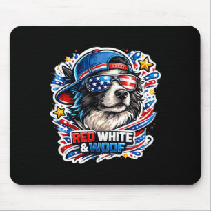 Lustiger rot weißer und wuffender Border Collie Hu Mousepad