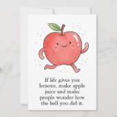 Lustiger roter Apfel Iss einen roten Apfeltag Dankeskarte (Vorderseite)
