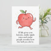 Lustiger roter Apfel Iss einen roten Apfeltag Dankeskarte (Stehend Vorderseite)