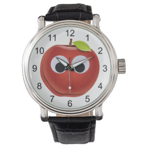 Lustiger roter Apfel mit Google-Augen Armbanduhr