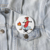 Lustiger roter Gesichtsmann mit Thermometer Fieber Button (Beispiel)