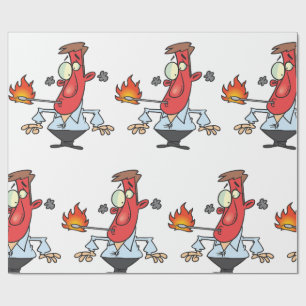 Lustiger roter Gesichtsmann mit Thermometer Fieber Geschenkpapier