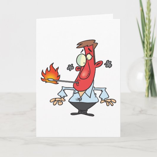 Lustiger roter Gesichtsmann mit Thermometer Fieber Karte (Vorderseite)