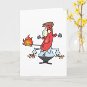 Lustiger roter Gesichtsmann mit Thermometer Fieber Karte (Gelbe Blume)