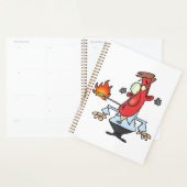 Lustiger roter Gesichtsmann mit Thermometer Fieber Planer (Anzeige)