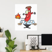 Lustiger roter Gesichtsmann mit Thermometer Fieber Poster (Heimbüro)