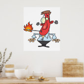 Lustiger roter Gesichtsmann mit Thermometer Fieber Poster (Küche)