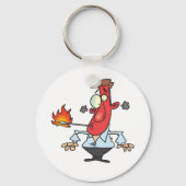 Lustiger roter Gesichtsmann mit Thermometer Fieber Schlüsselanhänger (Vorderseite)