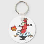 Lustiger roter Gesichtsmann mit Thermometer Fieber Schlüsselanhänger (Rückseite)
