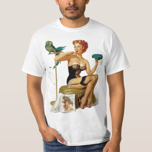 Lustiger roter Haar Pinup T-Shirt (Vorderseite)