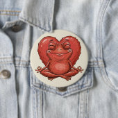 Lustiger roter Herz-Frosch-Meditations-Pin - Lusti Button (Beispiel)