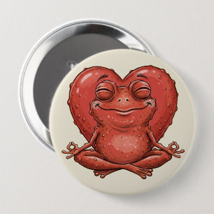 Lustiger roter Herz-Frosch-Meditations-Pin - Lusti Button