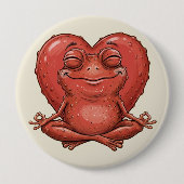 Lustiger roter Herz-Frosch-Meditations-Pin - Lusti Button (Vorderseite)