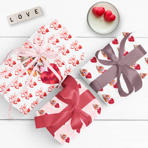 Lustiger Roter Herzen Beagle-Hundefreund Valentins Geschenkpapier Set