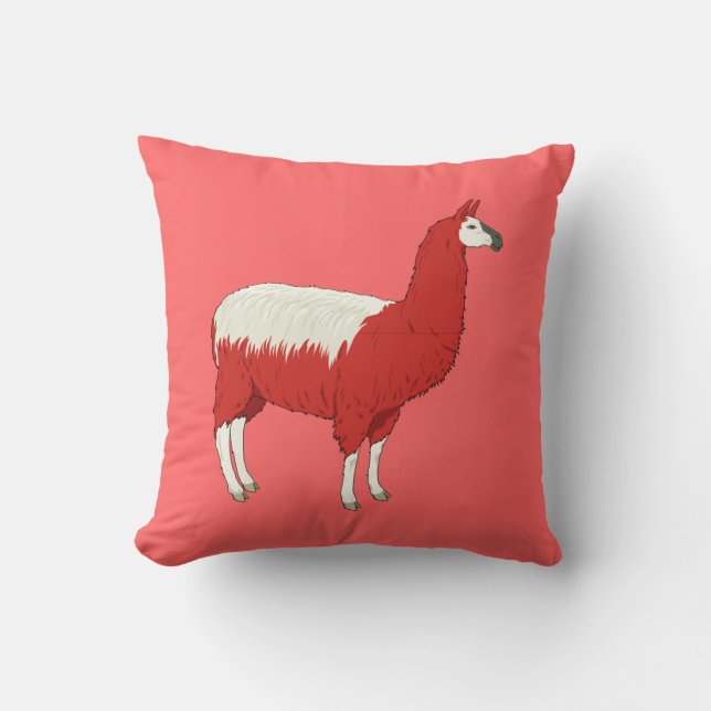 Lustiger roter Lama Kissen (Vorderseite)
