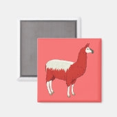 Lustiger roter Lama Magnet (Vorderseite/Rückseite)