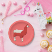 Lustiger roter Lama Pappteller (Party)