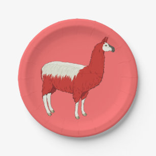 Lustiger roter Lama Pappteller