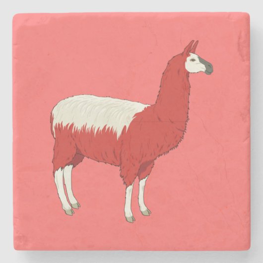 Lustiger roter Lama Steinuntersetzer (Vorderseite)