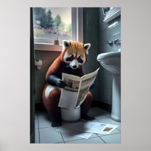 Lustiger Roter Panda-Badezimmerdruck Tiere auf Toi Poster
