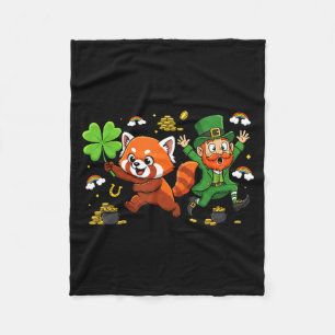 Lustiger Roter Panda Clover St Patricks Day Damen  Fleecedecke
