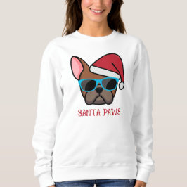 Lustiger roter Reh-Frenchie-Santa-Pfoten-Weihnacht Sweatshirt
