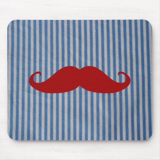 Lustiger roter Schnurrbart und blaue weiße Mousepad (Vorne)