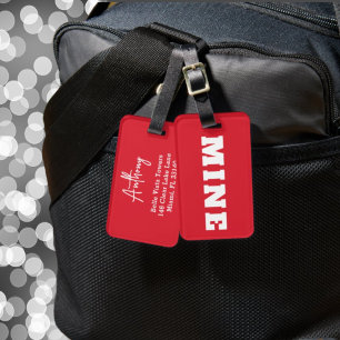 Lustiger roter weißer MINE personalisierter Gepäck Gepäckanhänger