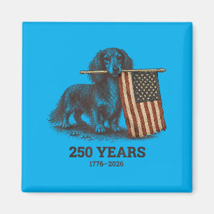Lustiger roter weißer und langhaariger Dachshund W Magnet