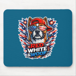 Lustiger roter weißer und woof Boxerhund patriotis Mousepad