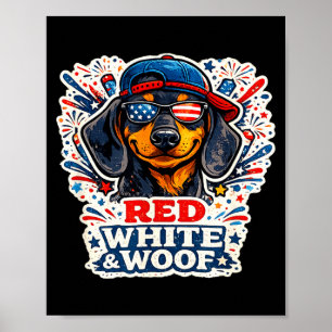 Lustiger roter weißer und woof dachshund hund patr poster