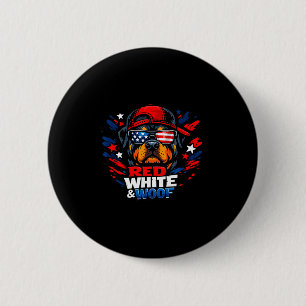 Lustiger roter weißer und woof Rottweiler Hund pat Button