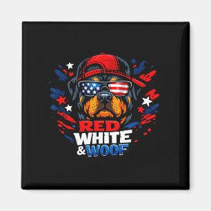 Lustiger roter weißer und woof Rottweiler Hund pat Magnet