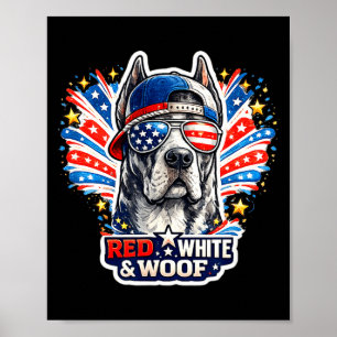 Lustiger roter weißer und Wuff Deutsche Dogge patr Poster