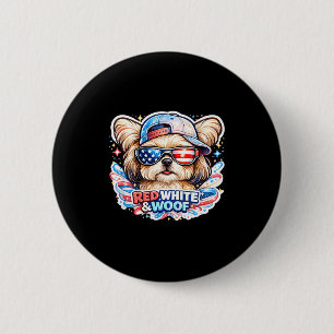 Lustiger roter weißer und Wuff-Malteserhund patrio Button