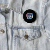 Lustiger roter weißer und Wuff Sibirischer Husky H Button (Beispiel)