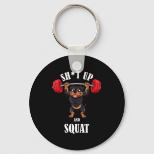 Lustiger Rottweiler Fitness Kniebeugen Workout Gew Schlüsselanhänger