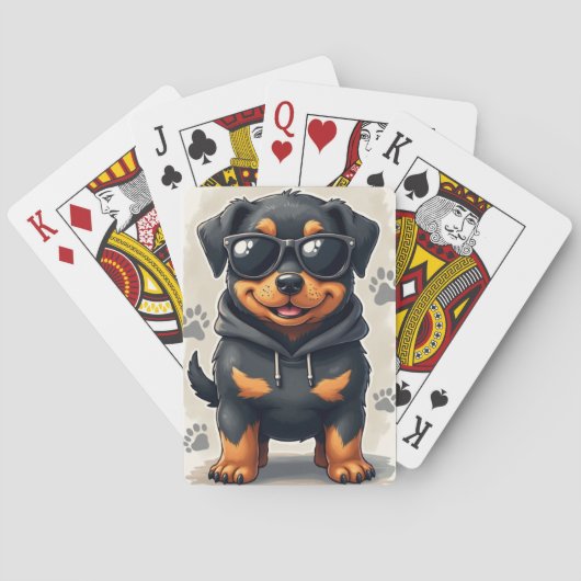 Lustiger Rottweiler Kawaii Hund Spielkarten (Rückseite)
