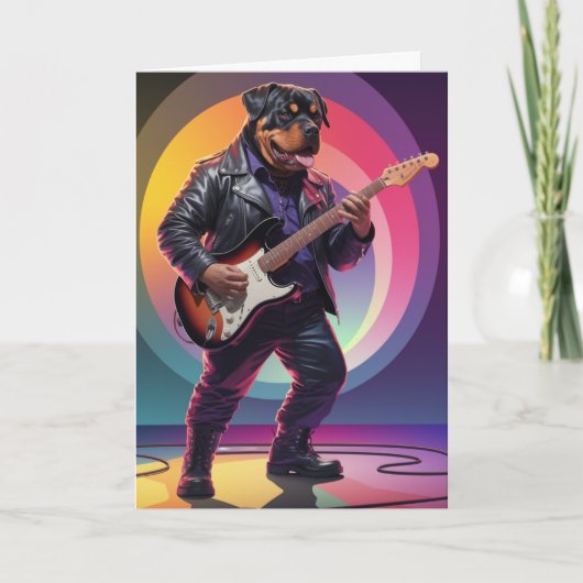 Lustiger Rottweiler Rockstar Karte (Vorderseite)