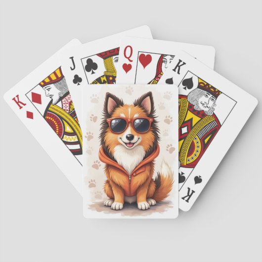 Lustiger Rough Collie Kawaii Hund Spielkarten (Rückseite)