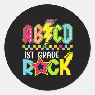Lustiger Rückkehr-zur-Schule-Blitz 1. Klasse Rock Runder Aufkleber