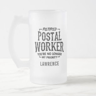 Lustiger Ruheständler Postmitarbeiter Personalisie Mattglas Bierglas