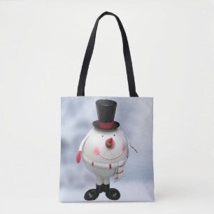 Lustiger runder Schneemann Weihnachten Tasche