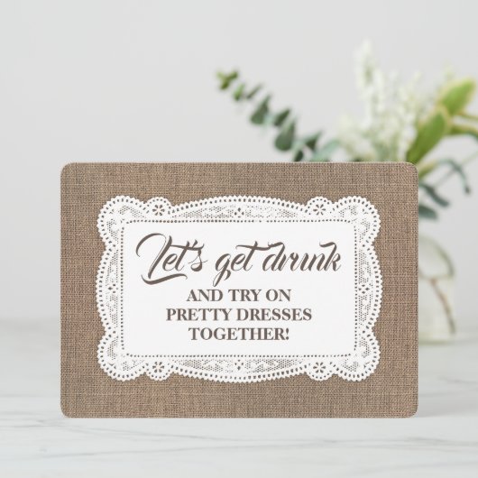 Lustiger rustikaler einladung (Stehend Vorderseite)