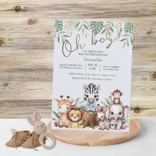 Lustiger Safari-Dschungel Oh Junge Baby-Party Einladung
